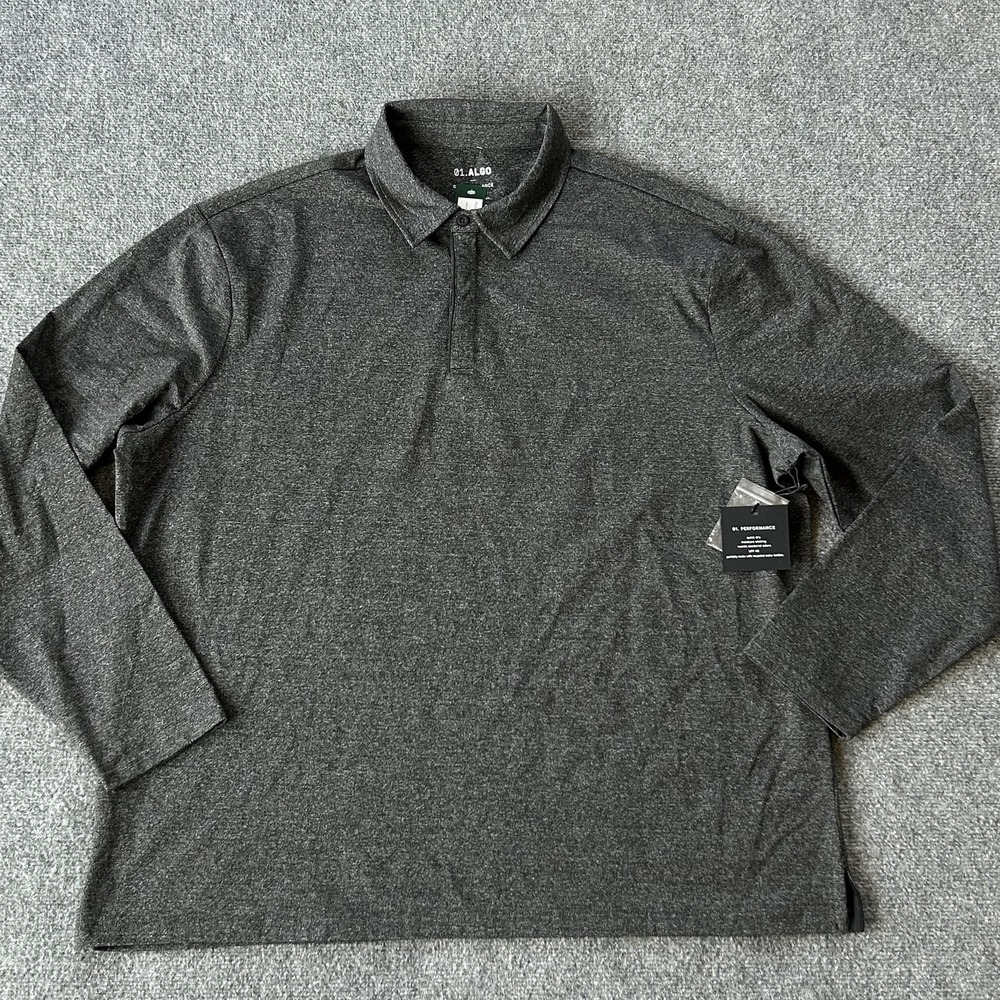 01. ALGO 01. PERFORMANCE‎ Polo Shirt Mens 2XL Gray Long Sleeve Quick Dry UPF 40
